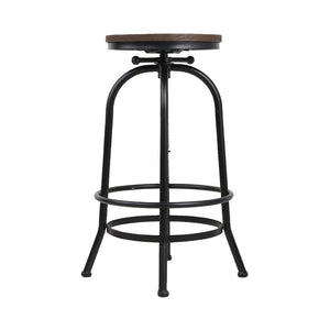 Bar Stools - Chico Industrial Bar Stool Wooden Swivel Backless (Set Of 2) Black