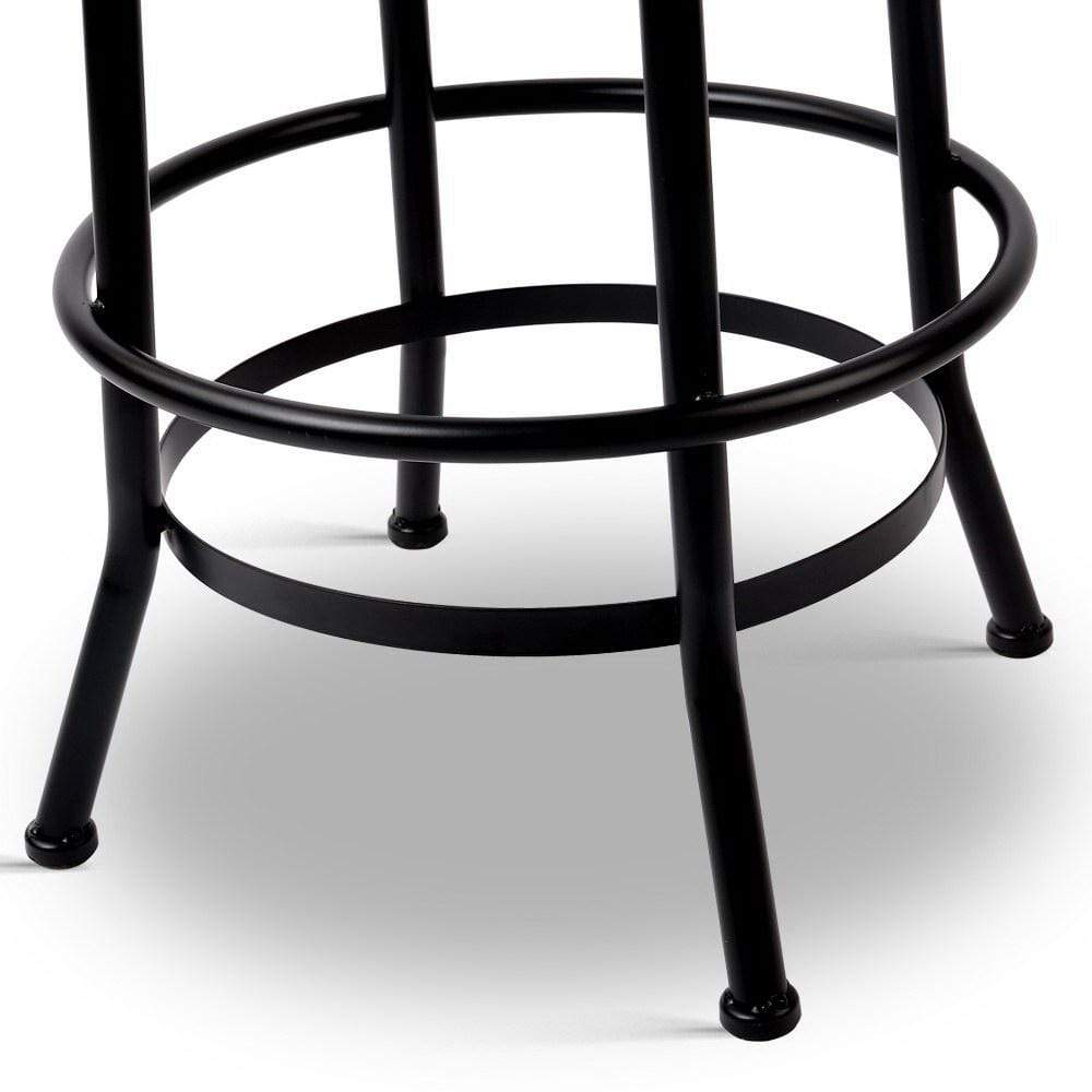 Bar Stools - Chico Set Of 2 Industrial Adjustable Height Round Swivel Bar Stool Black Wood