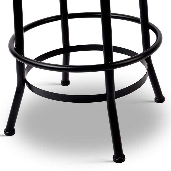 Bar Stools - Chico Set Of 2 Industrial Adjustable Height Round Swivel Bar Stool Black Wood