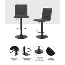 Load image into Gallery viewer, Bar Stools - Chloe Set Of 2 Vintage Leather Gas Lift Swivel Kitchen Bar Stool Grey