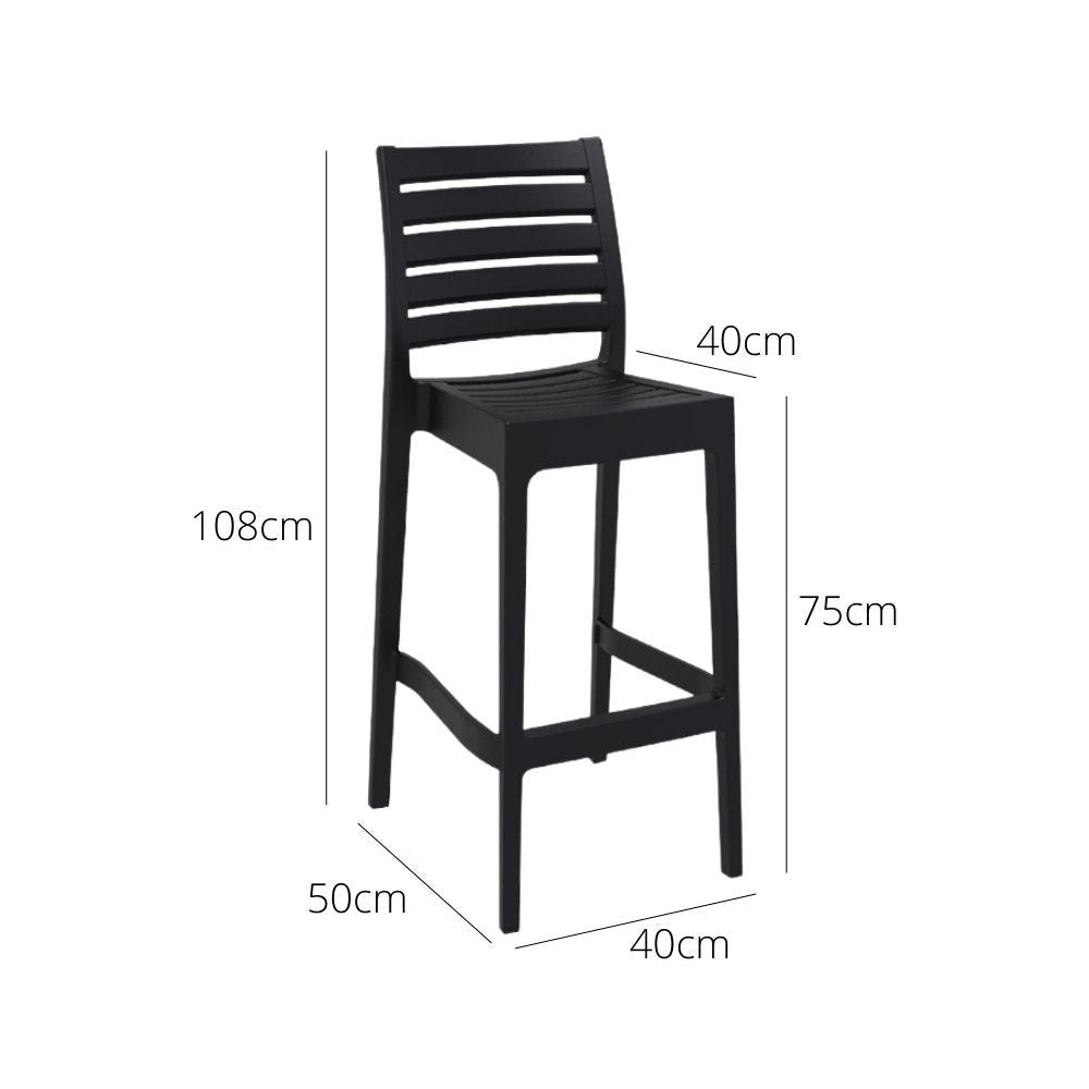 Bar Stools - Cleveland Outdoor Bar Stool Black 75cm