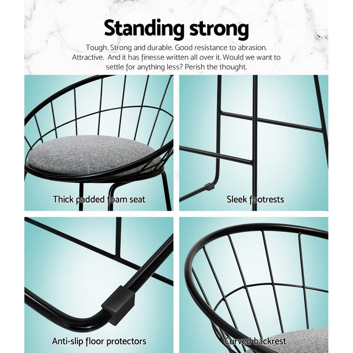 Bar Stools - Cody Industrial Bar Stool (Set Of 2) Grey 65cm