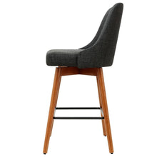 Load image into Gallery viewer, Bar Stools - Colby Bar Stool Fabric Wooden Swivel (Set Of 2) Charcoal 65cm