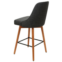 Load image into Gallery viewer, Bar Stools - Colby Bar Stool Fabric Wooden Swivel (Set Of 2) Charcoal 65cm