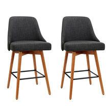 Load image into Gallery viewer, Bar Stools - Colby Set Of 2 Wooden Swivel Kitchen Bar Stool Charcoal 65cm