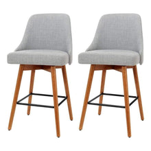 Load image into Gallery viewer, Bar Stools - Colby Set Of 2 Wooden Swivel Kitchen Bar Stool Grey 65cm