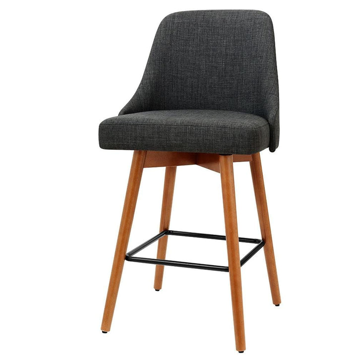 Bar Stools - Colby Set Of 4 Wooden Swivel Kitchen Bar Stool Charcoal 65cm