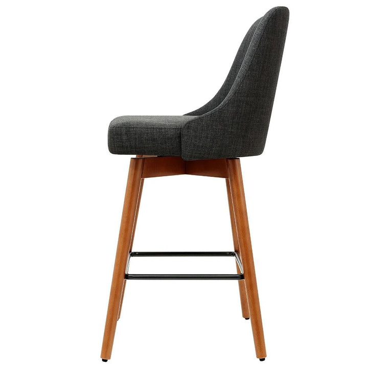 Bar Stools - Colby Set Of 4 Wooden Swivel Kitchen Bar Stool Charcoal 65cm