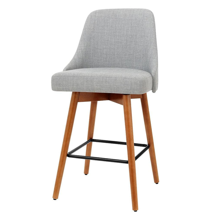 Bar Stools - Colby Set Of 4 Wooden Swivel Kitchen Bar Stool Grey 65cm