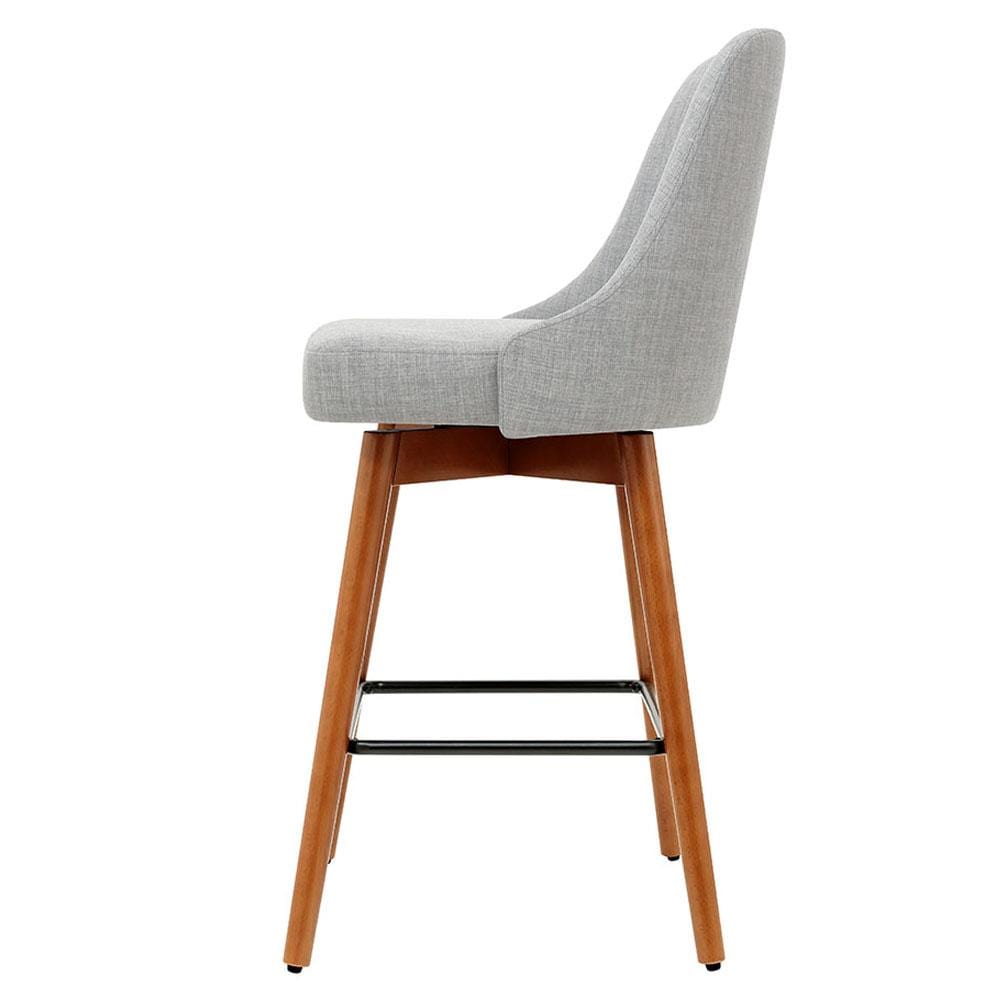 Bar Stools - Colby Set Of 4 Wooden Swivel Kitchen Bar Stool Grey 65cm