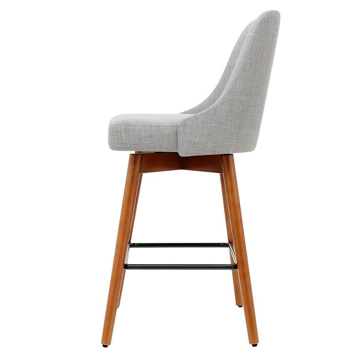 Bar Stools - Colby Set Of 4 Wooden Swivel Kitchen Bar Stool Grey 65cm