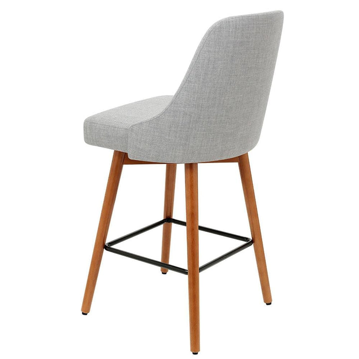 Bar Stools - Colby Set Of 4 Wooden Swivel Kitchen Bar Stool Grey 65cm