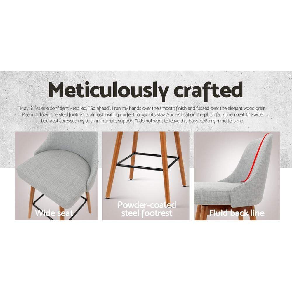 Bar Stools - Colby Set Of 4 Wooden Swivel Kitchen Bar Stool Grey 65cm