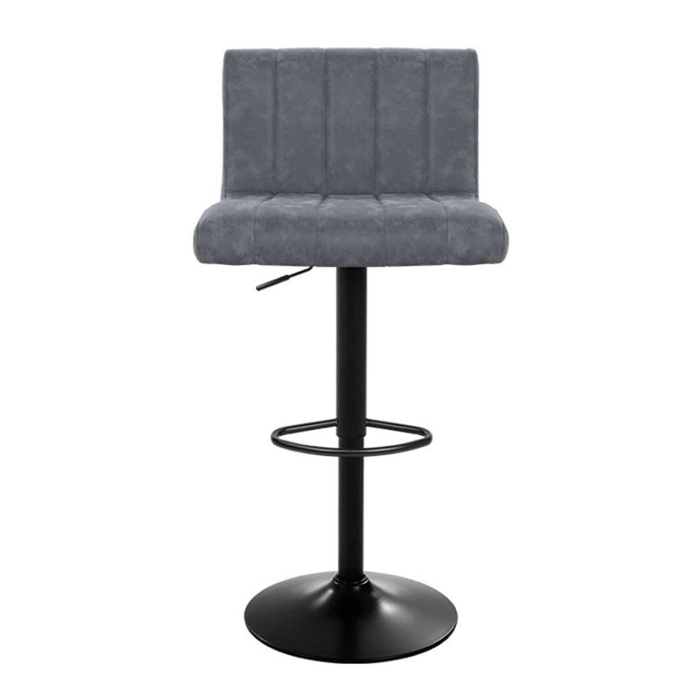 Bar Stools - Como Leather Bar Stool Vintage Swivel (Set Of 2) Grey