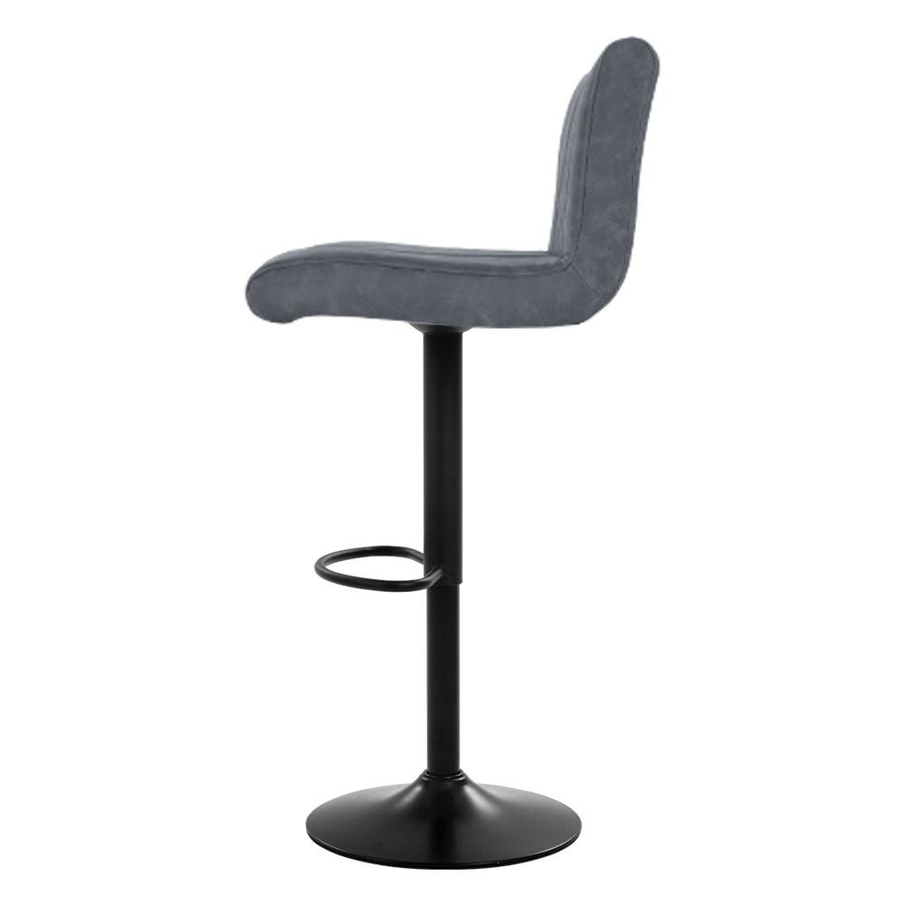 Bar Stools - Como Leather Bar Stool Vintage Swivel (Set Of 2) Grey