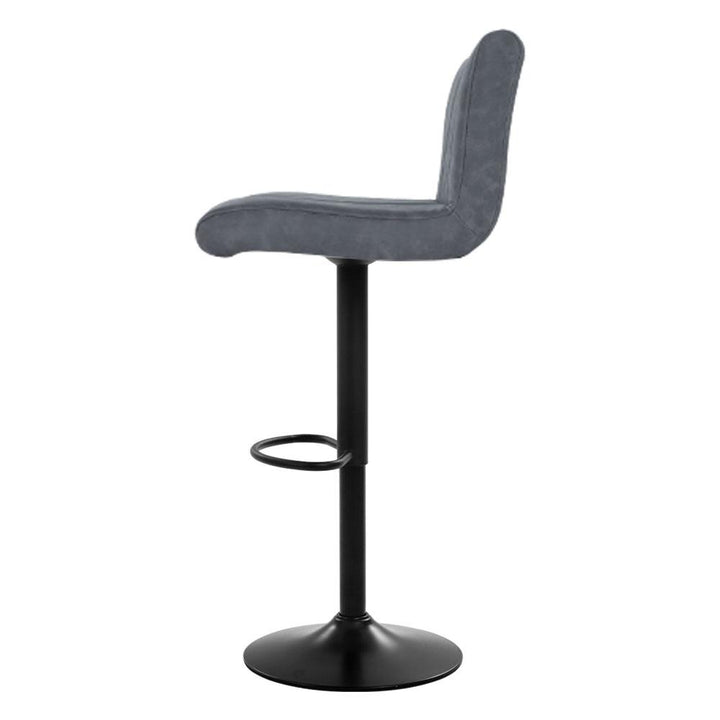 Bar Stools - Como Leather Bar Stool Vintage Swivel (Set Of 2) Grey