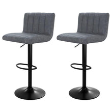 Load image into Gallery viewer, Bar Stools - Como Set Of 2 Vintage Leather Gas Lift Swivel Kitchen Bar Stool Grey