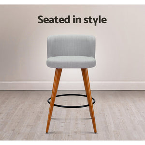 Bar Stools - Connor Fabric Bar Stool Wooden (Set Of 4) Grey 66cm