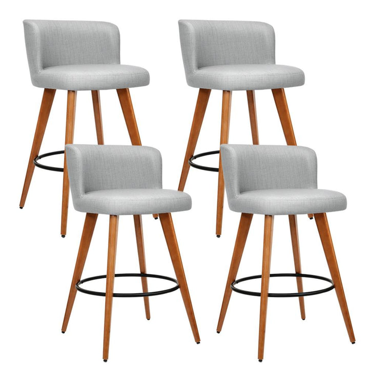 Bar Stools - Connor Set Of 4 Wooden Kitchen Bar Stool Grey 66cm