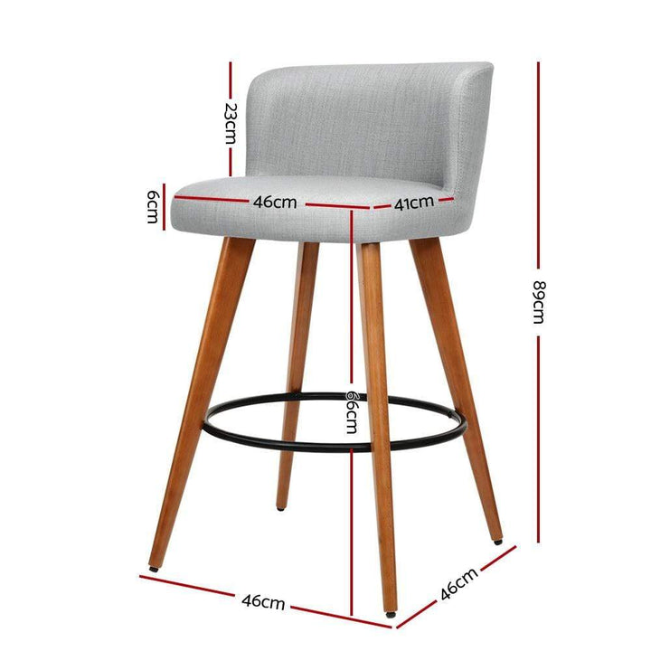Bar Stools - Connor Set Of 4 Wooden Kitchen Bar Stool Grey 66cm