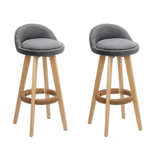 Load image into Gallery viewer, Bar Stools - Dalvey Set Of 2 Fabric Wood Kitchen Bar Stool Grey 69cm