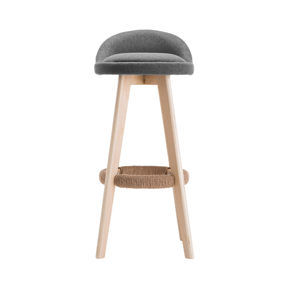 Bar Stools - Darla Fabric Bar Stool Wooden (Set Of 2) Grey 69cm