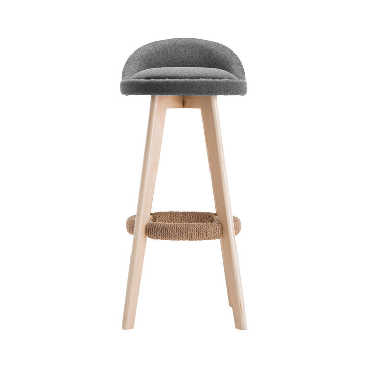 Bar Stools - Darla Fabric Bar Stool Wooden (Set Of 2) Grey 69cm