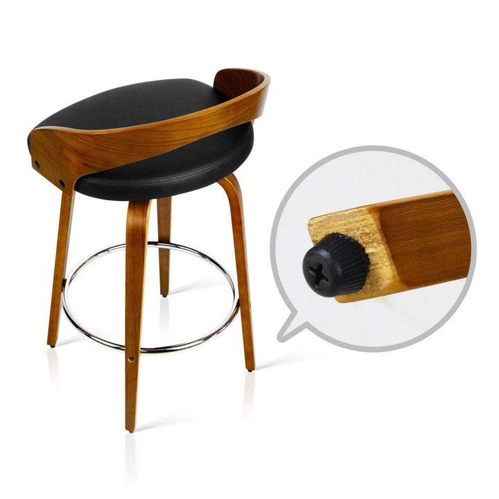Bar Stools - Delilah Set Of 2 Wooden Swivel Kitchen Bar Stool Black 65cm