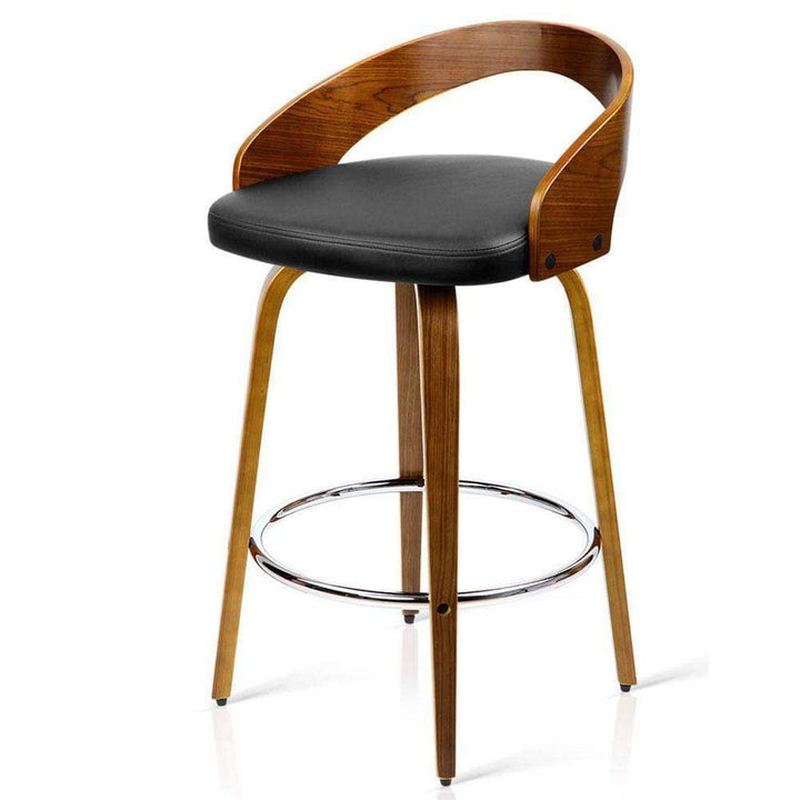 Bar Stools - Delilah Set Of 4 Wooden Swivel Kitchen Bar Stool Black 65cm