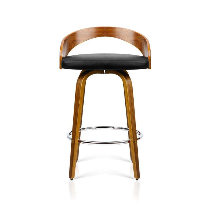 Bar Stools - Delilah Set Of 4 Wooden Swivel Kitchen Bar Stool Black 65cm