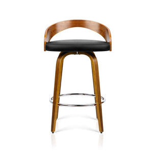 Bar Stools - Delilah Set Of 4 Wooden Swivel Kitchen Bar Stool Black 65cm