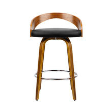Load image into Gallery viewer, Bar Stools - Delilah Wooden Bar Stool Leather Swivel (Set Of 2) Black 65cm