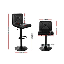 Load image into Gallery viewer, Bar Stools - Dodds Set Of 2 Leather Gas Lift Swivel Kitchen Bar Stool Black