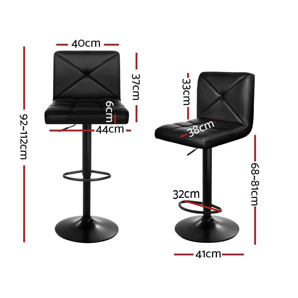 Bar Stools - Dodds Set Of 4 Leather Gas Lift Swivel Kitchen Bar Stool Black
