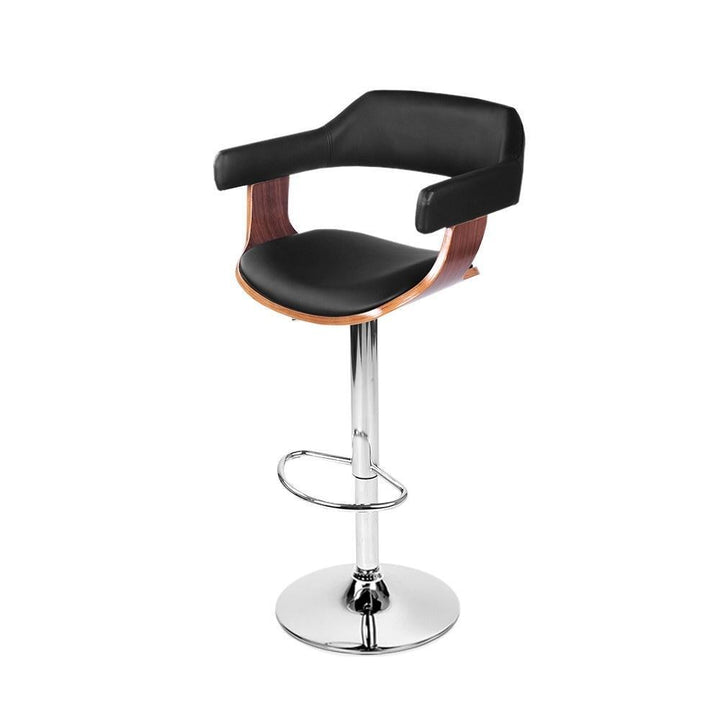 Bar Stools - Donna Leather Wooden Swivel Kitchen Bar Stool Black
