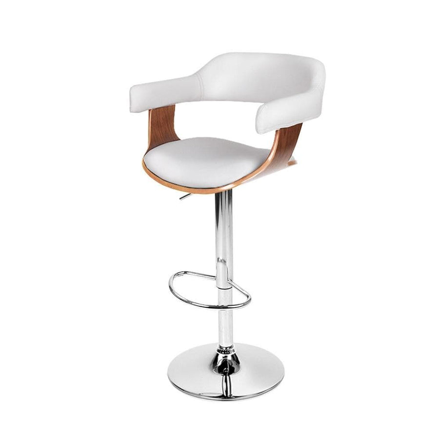 Bar Stools - Donna Leather Wooden Swivel Kitchen Bar Stool White