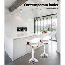 Load image into Gallery viewer, Bar Stools - Donna Leather Wooden Swivel Kitchen Bar Stool White