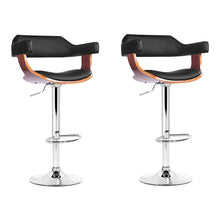 Load image into Gallery viewer, Bar Stools - Donna Set Of 2 Leather Wooden Swivel Kitchen Bar Stool Black