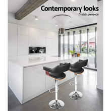 Load image into Gallery viewer, Bar Stools - Donna Set Of 2 Leather Wooden Swivel Kitchen Bar Stool Black