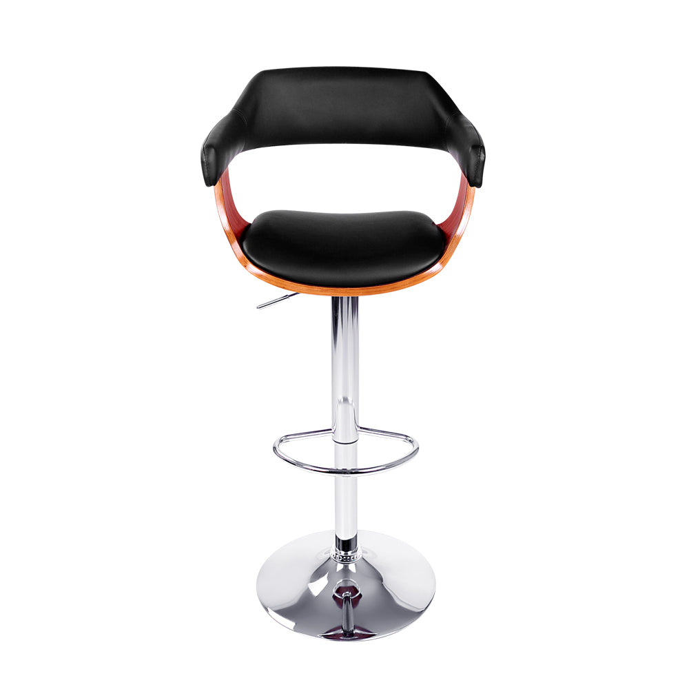 Bar Stools - Donna Wooden Bar Stool Leather Swivel Black