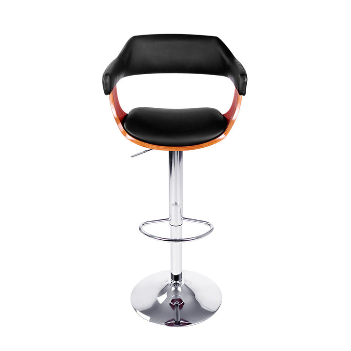 Bar Stools - Donna Wooden Bar Stool Leather Swivel Black
