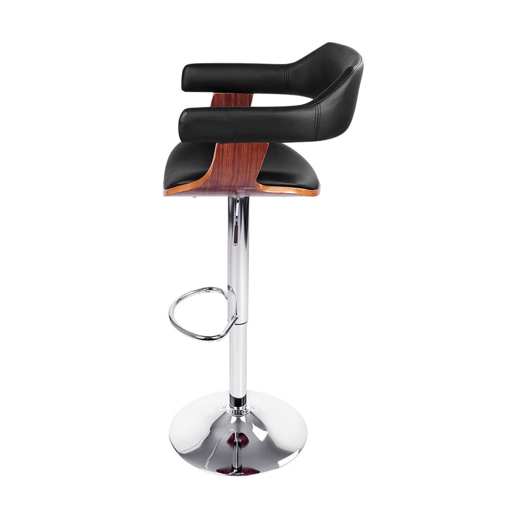 Bar Stools - Donna Wooden Bar Stool Leather Swivel Black