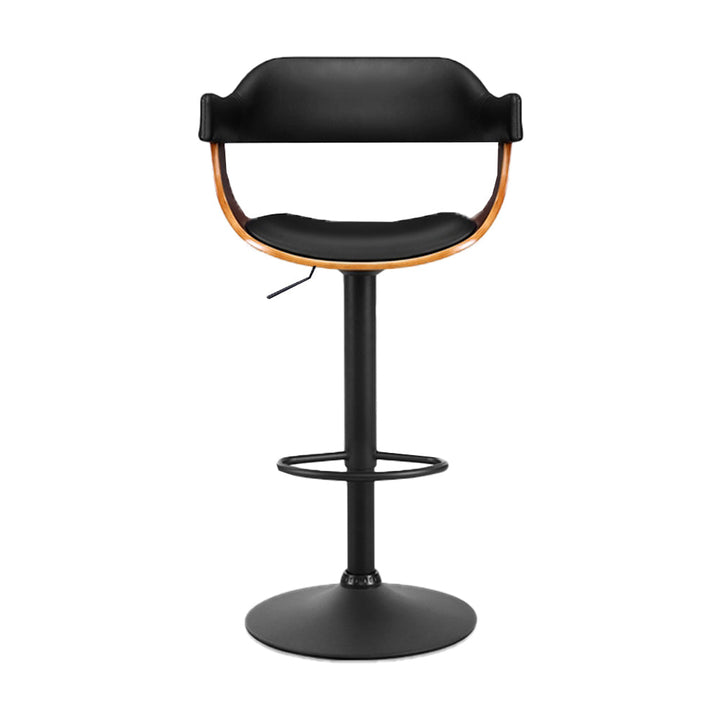 Bar Stools - Donna Wooden Bar Stool Leather Swivel Black Frame