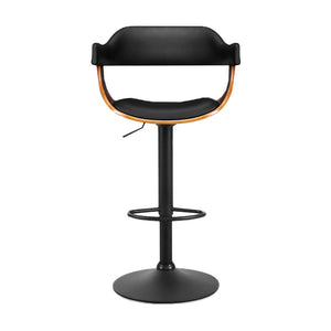 Bar Stools - Donna Wooden Bar Stool Leather Swivel Black Frame