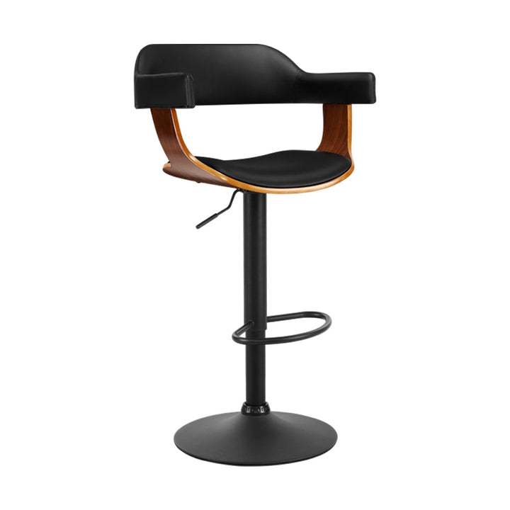 Bar Stools - Donna Wooden Bar Stool Leather Swivel Black Frame