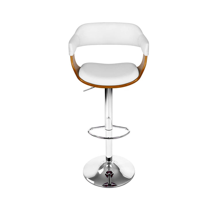 Bar Stools - Donna Wooden Bar Stool Leather Swivel (Set Of 2) White