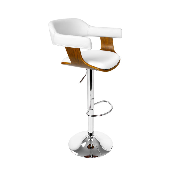 Bar Stools - Donna Wooden Bar Stool Leather Swivel (Set Of 2) White