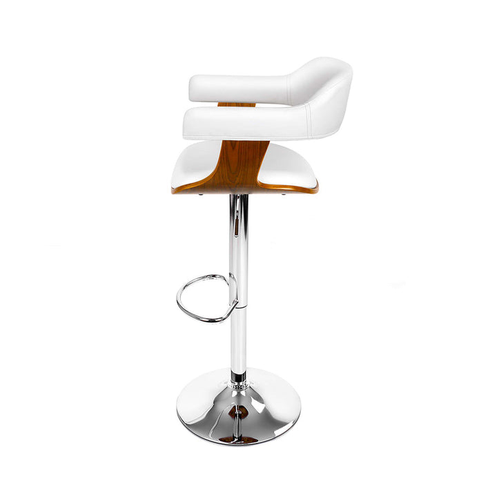 Bar Stools - Donna Wooden Bar Stool Leather Swivel (Set Of 2) White