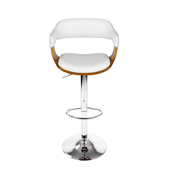 Bar Stools - Donna Wooden Bar Stool Leather Swivel White