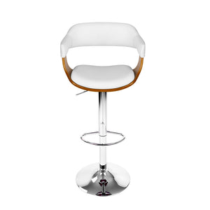 Bar Stools - Donna Wooden Bar Stool Leather Swivel White